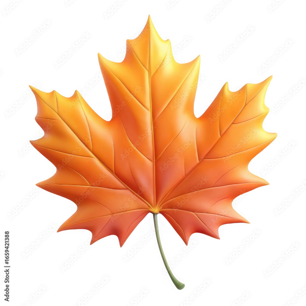 Obraz premium 3d realistic maple leaf in autumn colors isolated on transparent background