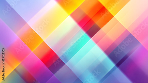 transparent holographic grids intersecting on vibrant colorful gradient background with glowing digital effect