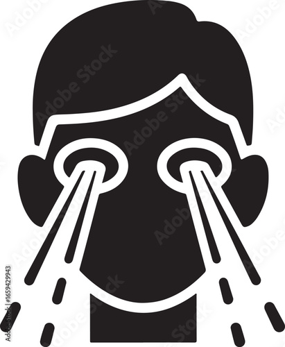 Person with Laser Vision Icon - Eyes with Beams of Light