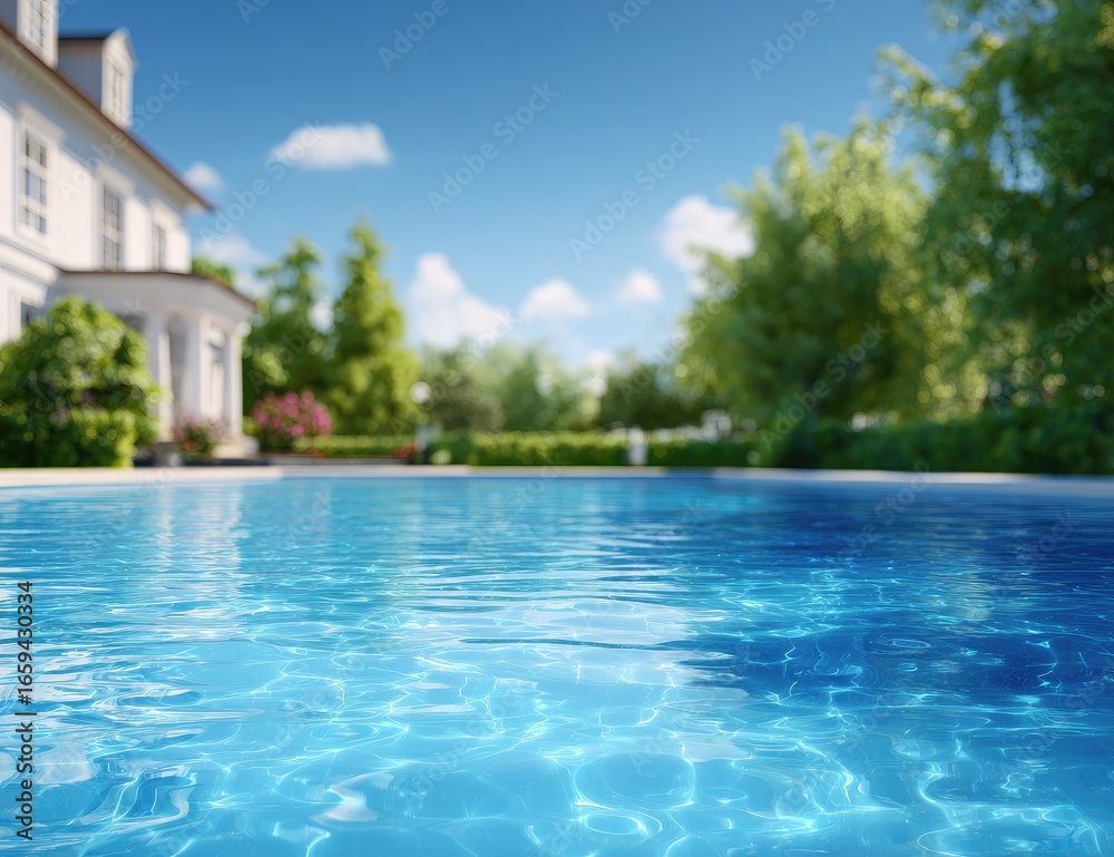 Fototapeta premium Pool reflecting a sun-drenched home