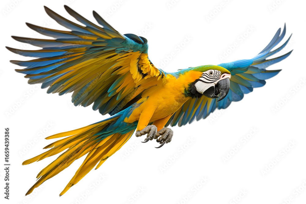 Fototapeta premium Colorful Exotic Parrot Macaw Isolated on Transparent Background