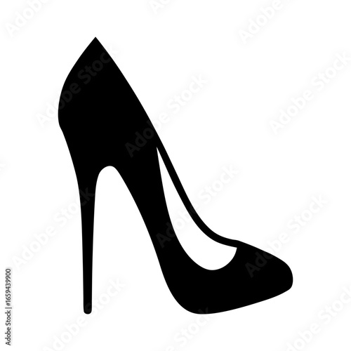 High heel stiletto shoe silhouette vector illustration isolated on white background