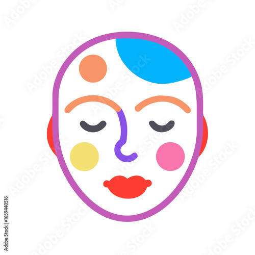Abstract colorful face icon for Day of the Dead makeup
