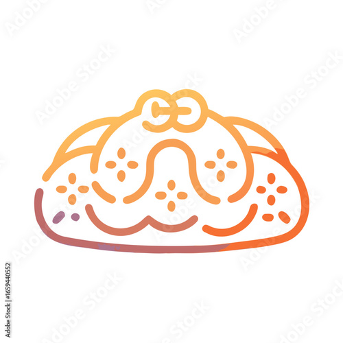 Pan de muerto in gradient line style for Día de Muertos
