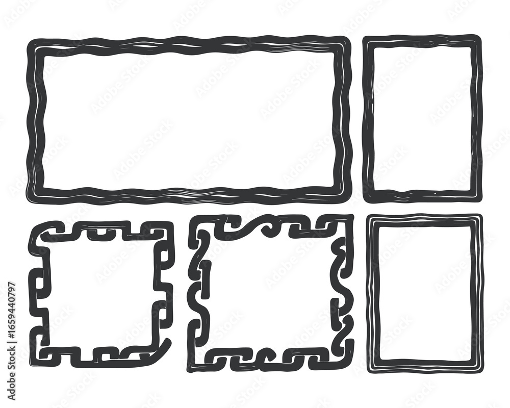custom made wallpaper toronto digitalHand Sketch Frame Outline, Wavy Line Decorative Frames