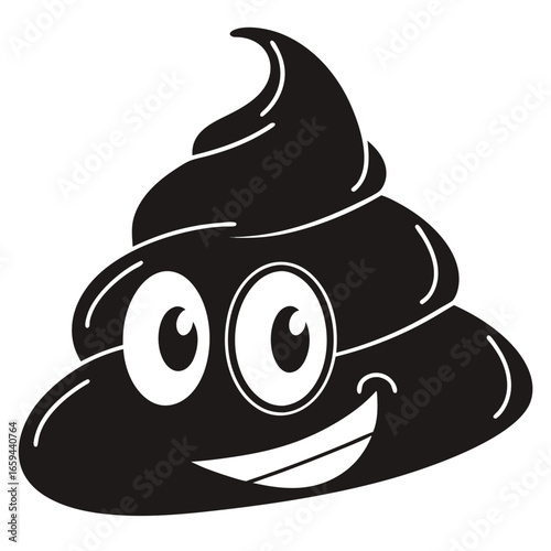 Happy cartoon poop emoji with big eyes and a wide smile