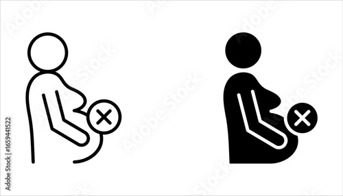Abortion icon set in flat and line style. Pregnancy loss symbol on white background