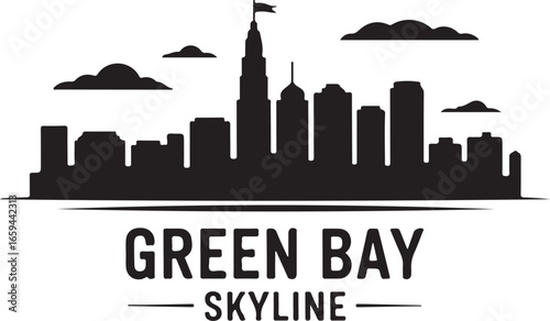 Green Bay Skyline Silhouette | Black Vector Cityscape on White Background