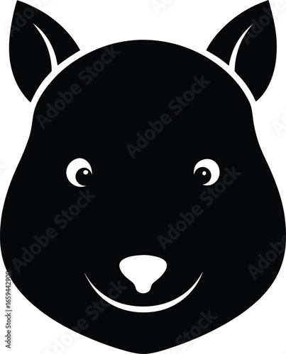 Capybara head a simple vector image the muzzle of an animal logo black and white icon 