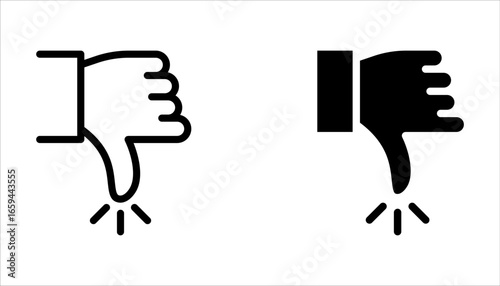 Dislike icon set. Black pictogram on white background