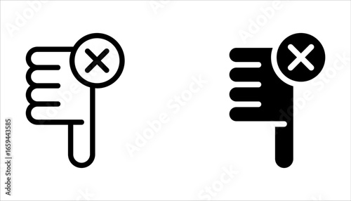 Dislike icon set. Black pictogram on white background