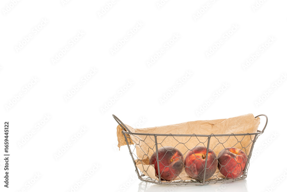 Obraz premium Sweet peaches, close-up, isolated on white background.