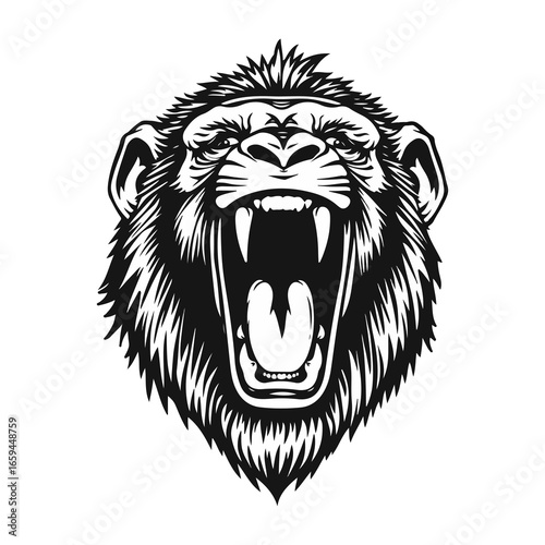 gorillas head shouted sketch vector illustration