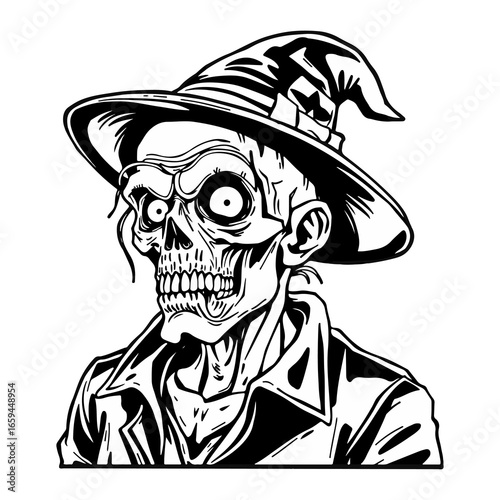 the old man zombies sketch vector illustration