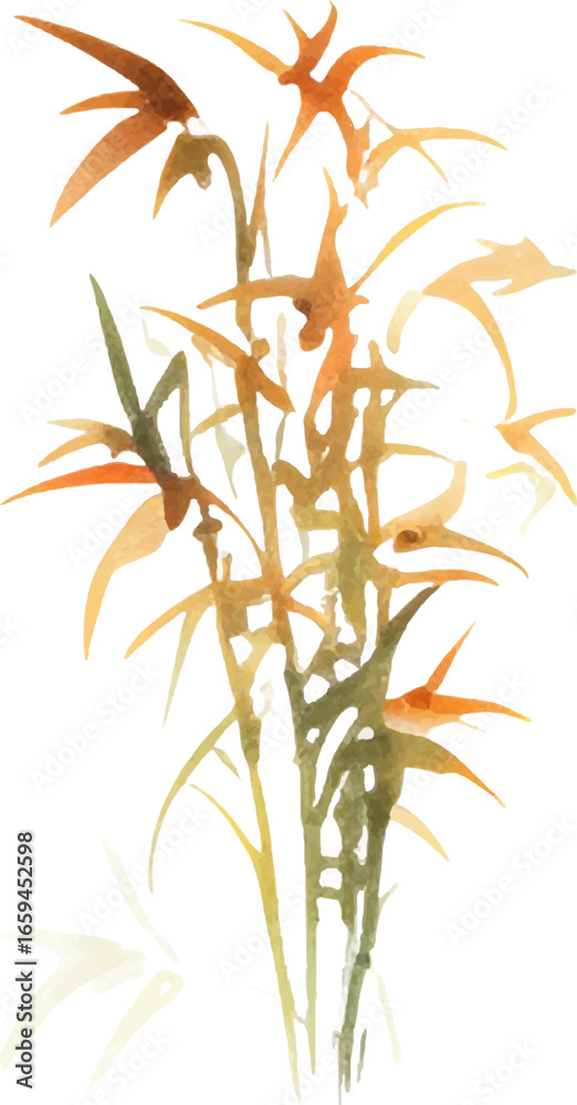 Fototapeta premium Vector watercolor painted bamboo. Hand drawn flower design elements isolated on white background.