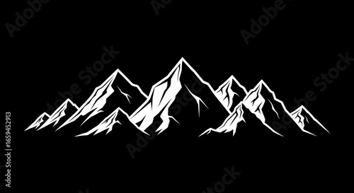 Majestic Mountain Range Silhouette Against a Dark Background