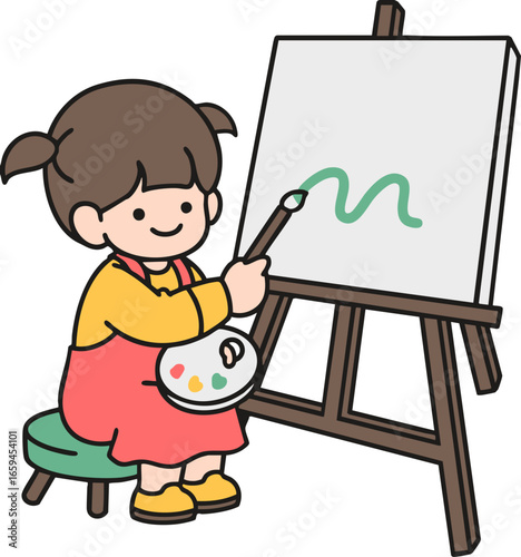 little girl painting