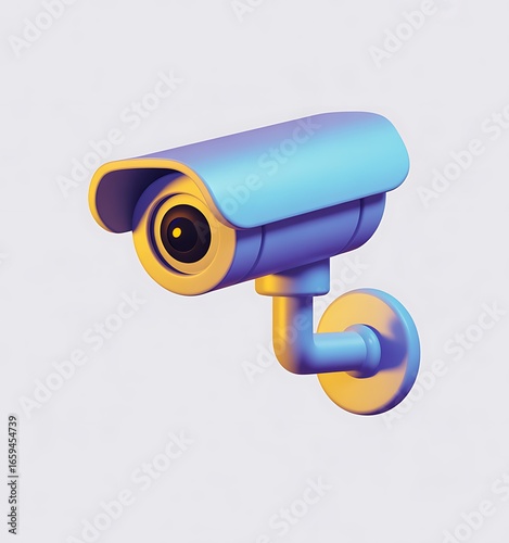 3D Surveillance Camera Icon – Colorful Security CCTV in Modern Pastel Style