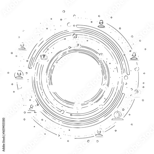 Network connection social media circle abstract communication technology data connection worldwide connection art