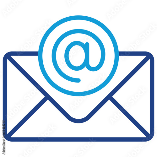 Email Envelope Line Dual Tone Icon Design Vector - Envelope with mail symbol, representing email identity or address