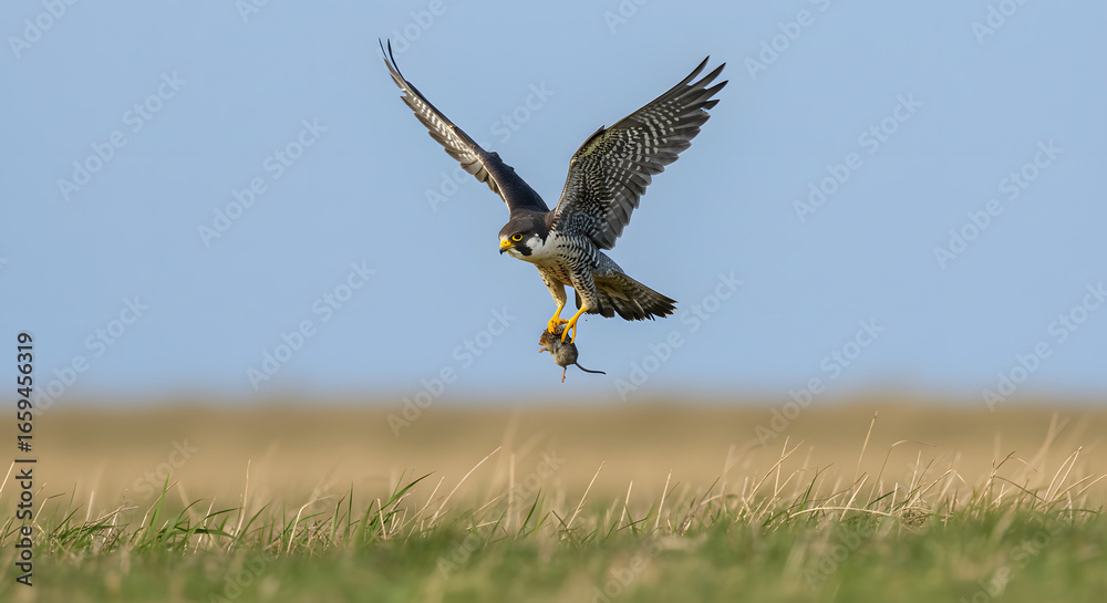 Obraz premium Falcon Diving Swiftly to Capture Its Prey