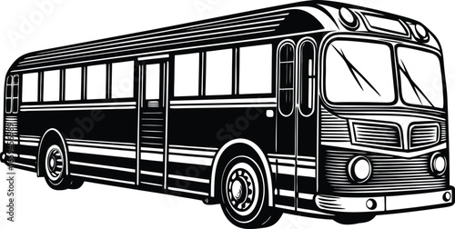 Vintage Bus Illustration Classic Travel Transportation Design