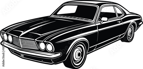 Retro American Coupe Car Illustration - Classic Automotive Design Showcase