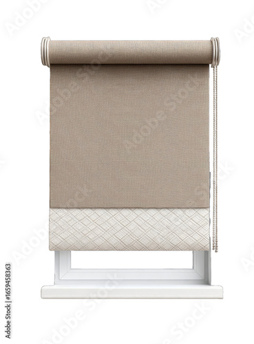 Beige roller blind with cream trim