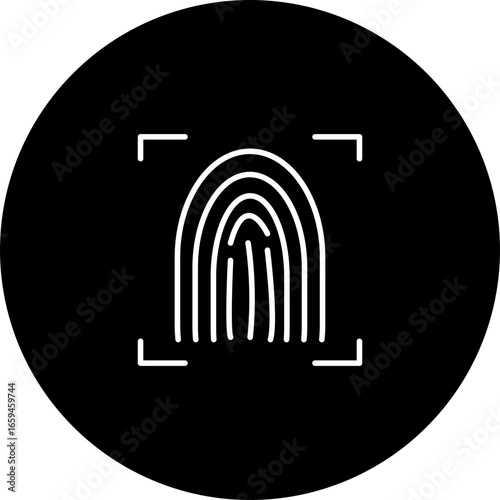 Fingerprint scan circle icon, fingerprint scan icon – biometric access, identity authentication & cyber security symbol