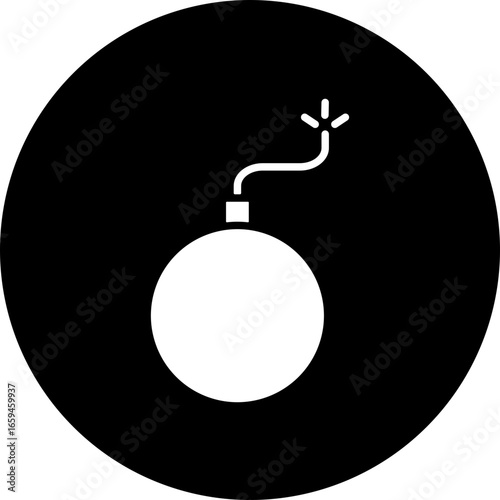 Bomb circle icon – explosive device, danger, attack, war symbol, bomb, bomb icon, bomb line icon, explosive, danger symbol