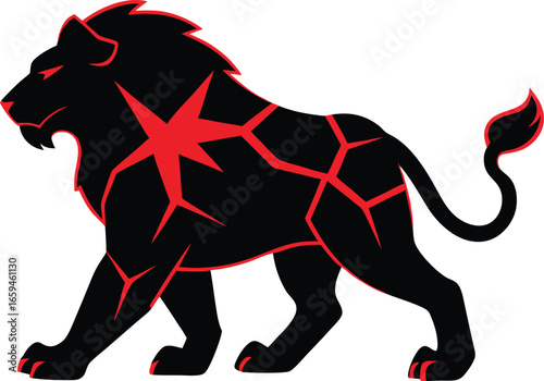 Angry lion hunting icon vector