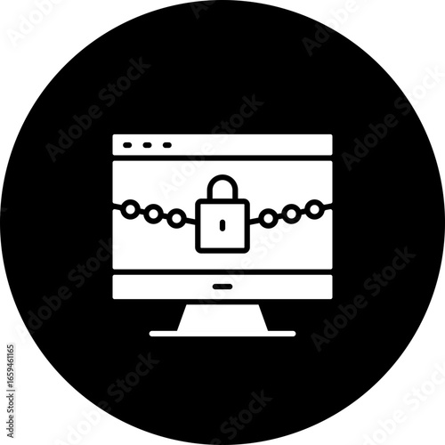 Ransomware circle icon, ransomware icon — cyber attack, malware threat, data hacking, security breach symbol vector