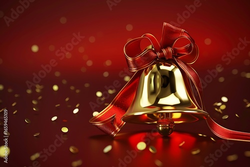 christmas bells on red background
