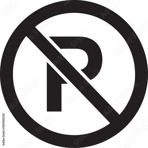 No Parking Sign Icon – Traffic Prohibition Symbol