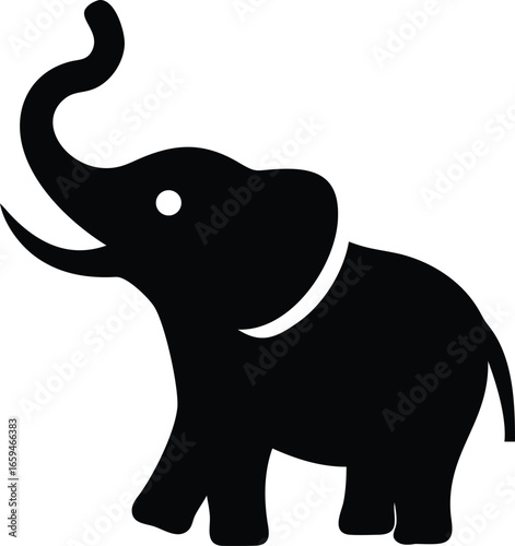 Elephant Raised Trunk Vector