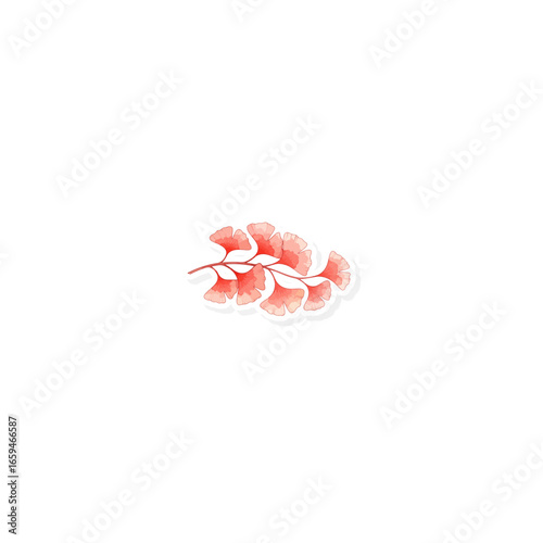 Red ginkgo watercolor painting
