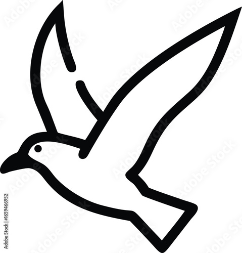 Seagull in Mid Air Vector
