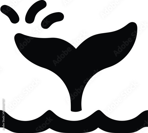 Whale Tail Splash Vector Illustration