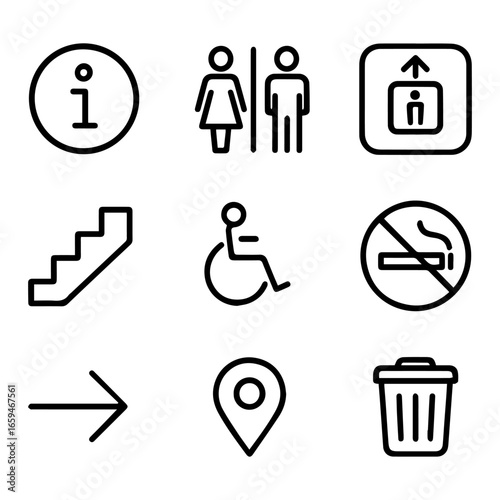 Collection of Essential Public Information Icons.