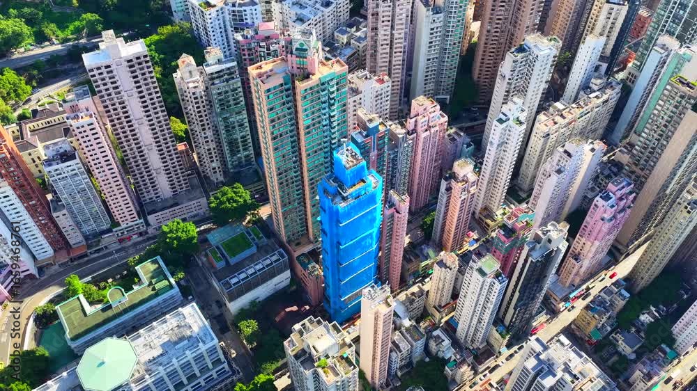 Skyview of standalone single storey high rise buildings under ...