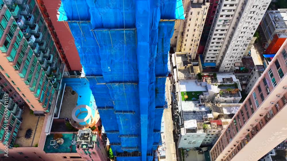 Skyview of standalone single storey high rise buildings under ...