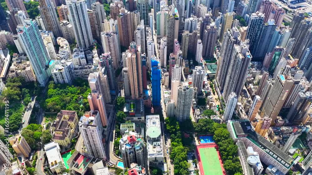Skyview of standalone single storey high rise buildings under ...