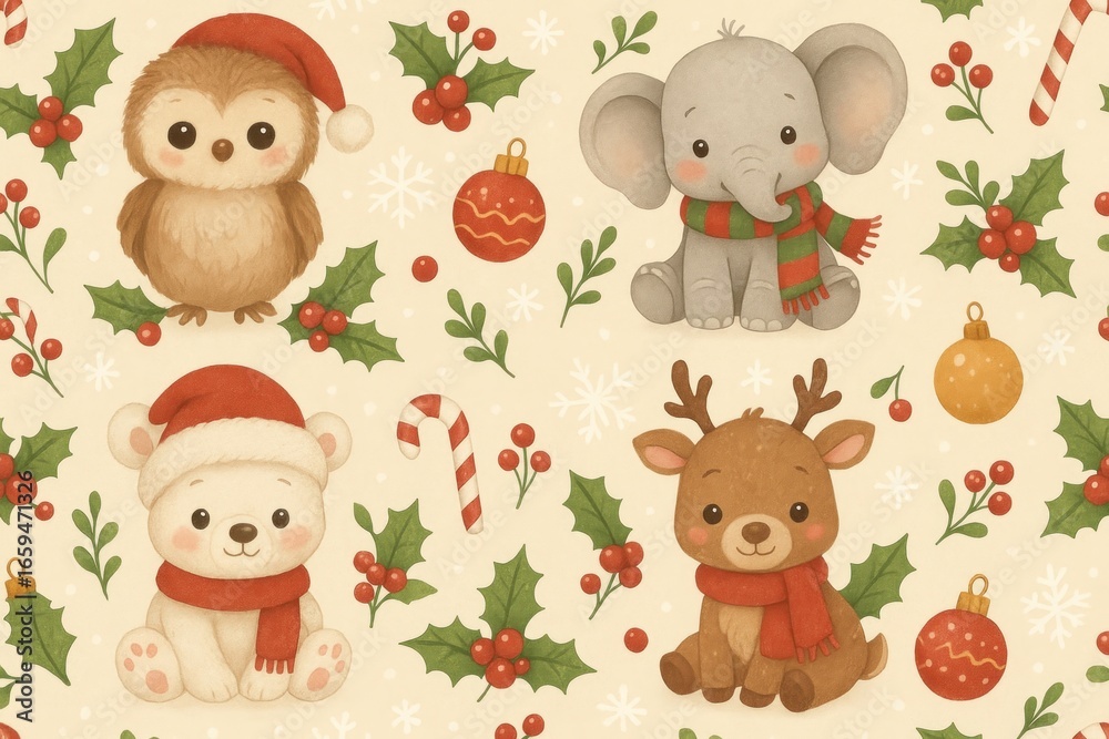 Obraz premium Adorable festive animal illustration