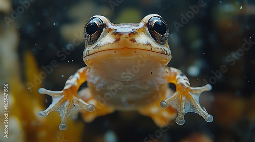 Close up photo of a small frog with stunning details and clear eyes