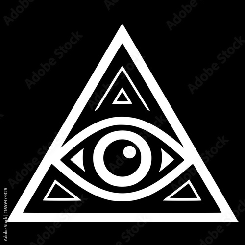 Modern one-eyed triangle symbol silhouette