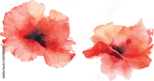 Abstract watercolor floral arrangement with soft pastel colors and organic shapes