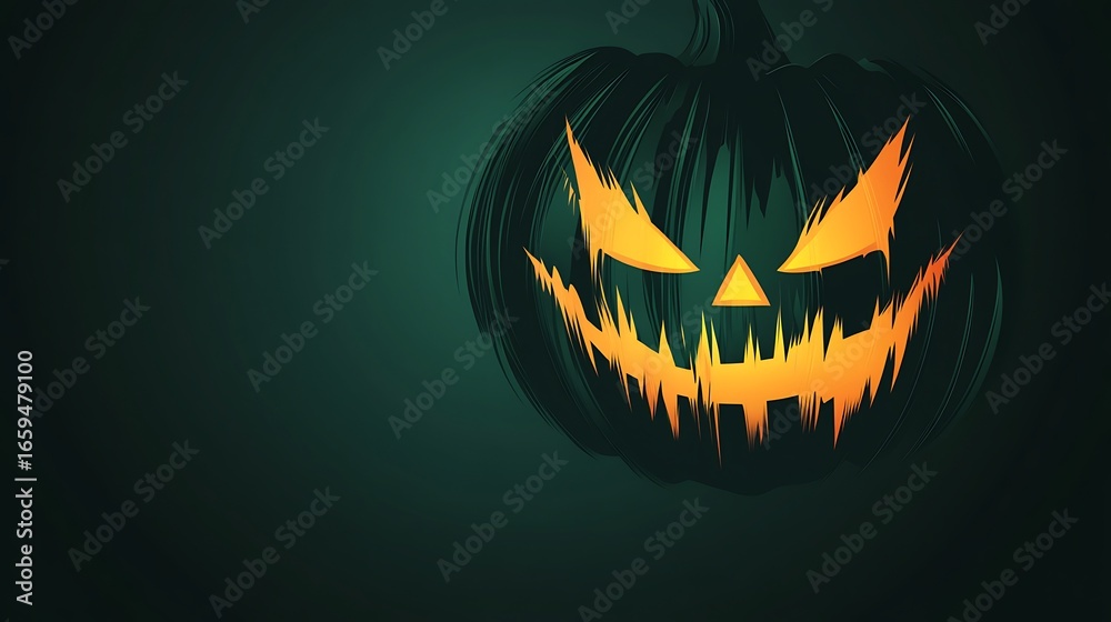 Fototapeta premium Spooky Halloween Jack-o-lantern Face.