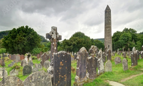 Vászonkép Glendalough dans le parc national des Wicklow Mountains en Irlande