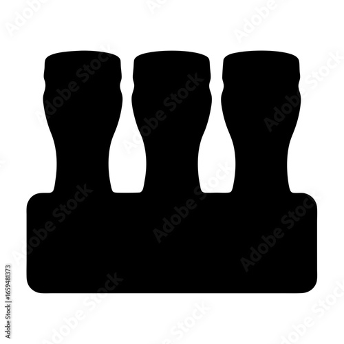 Three stylized beer bottles together in black and white simple illustration