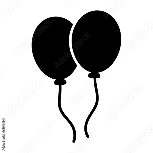 Minimalist depiction of two celebratory balloons suitable for party invitations or decorations